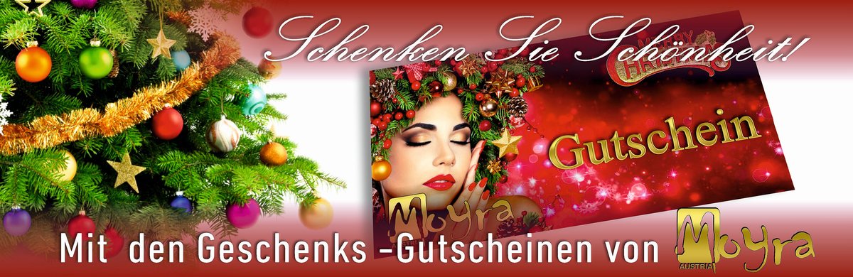 Unsere speziellen Weihnachts-Geschenkgutscheine sind sowohl für den Onlineshop, für eine Nagelbehandlung in unserem Nagelstudio in Wien 21 oder aber auch für eine unserer Moyra NailArt-Schulungen verwendbar!